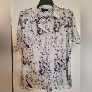 Cynthia Rowley Cream and Purple Button Down Shirt